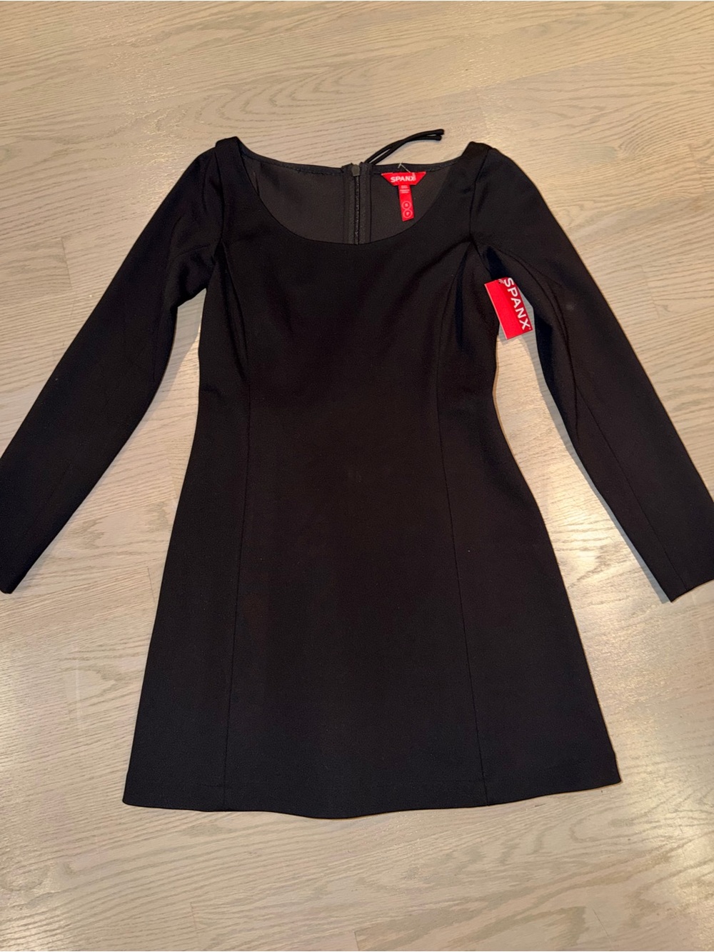 SPANX Black Long Sleeve Scoop Neck Mini Dress